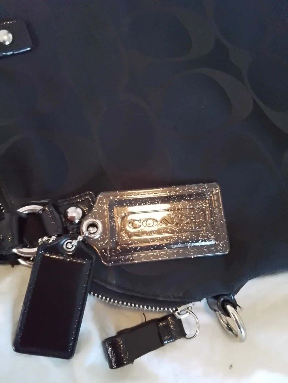 Coach Poppy Daisy Black Signature Dome Satchel Crossbody Bag No Shoulder Strip
